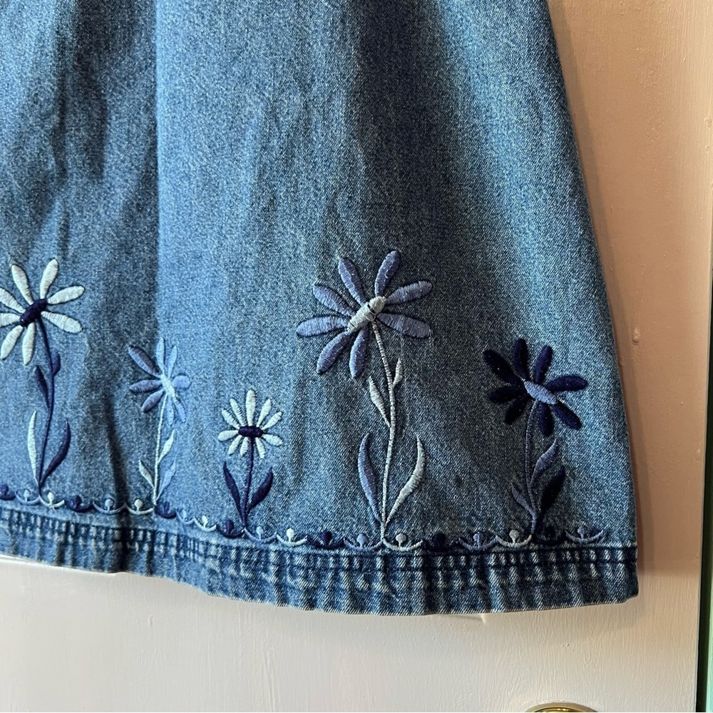 Vintage Y2K Route 66 Embroidered Denim Skirt Size 7/8 - Picture 3 of 8